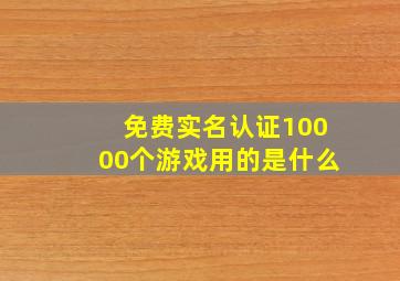 免费实名认证10000个游戏用的是什么