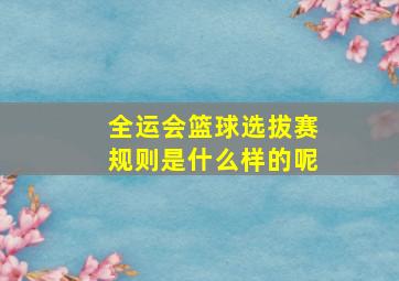 全运会篮球选拔赛规则是什么样的呢