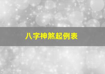 八字神煞起例表