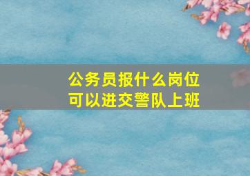 公务员报什么岗位可以进交警队上班