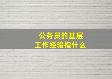 公务员的基层工作经验指什么