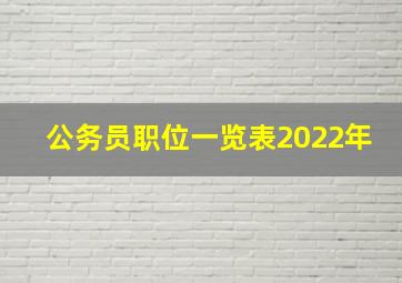 公务员职位一览表2022年