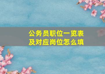 公务员职位一览表及对应岗位怎么填