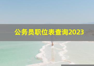 公务员职位表查询2023