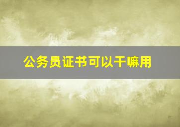 公务员证书可以干嘛用