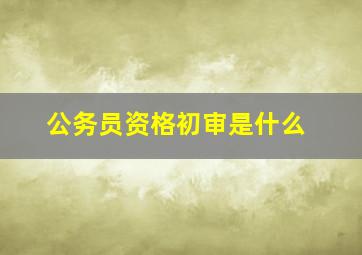 公务员资格初审是什么