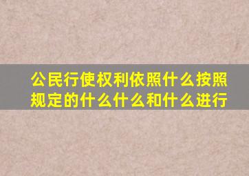 公民行使权利依照什么按照规定的什么什么和什么进行