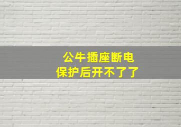 公牛插座断电保护后开不了了