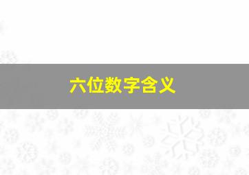 六位数字含义