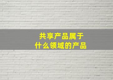 共享产品属于什么领域的产品