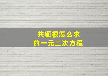 共轭根怎么求的一元二次方程