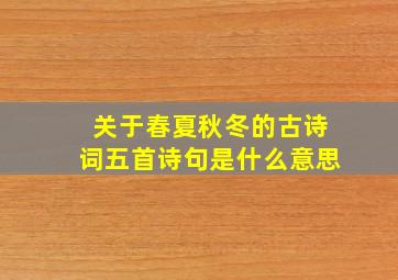 关于春夏秋冬的古诗词五首诗句是什么意思