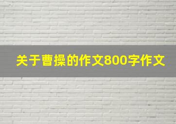 关于曹操的作文800字作文