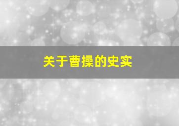 关于曹操的史实