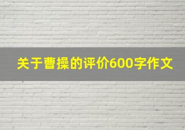 关于曹操的评价600字作文