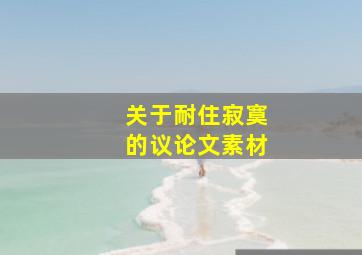 关于耐住寂寞的议论文素材