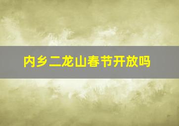 内乡二龙山春节开放吗