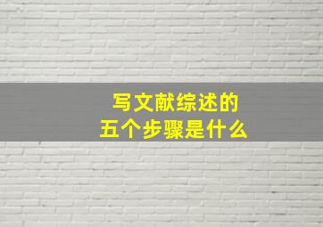 写文献综述的五个步骤是什么