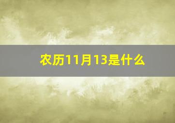 农历11月13是什么