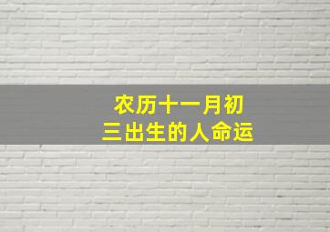 农历十一月初三出生的人命运