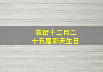 农历十二月二十五是哪天生日