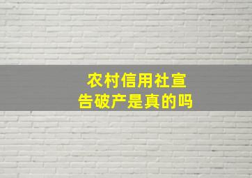 农村信用社宣告破产是真的吗