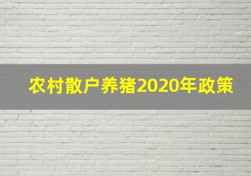 农村散户养猪2020年政策