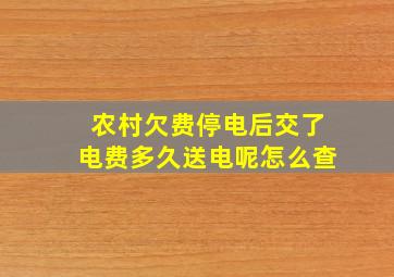 农村欠费停电后交了电费多久送电呢怎么查