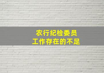 农行纪检委员工作存在的不足