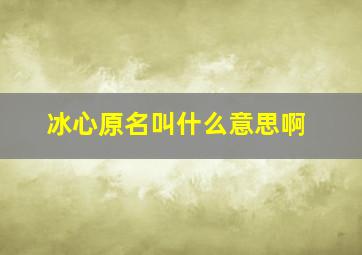 冰心原名叫什么意思啊