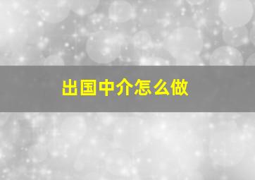 出国中介怎么做