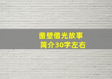 凿壁借光故事简介30字左右