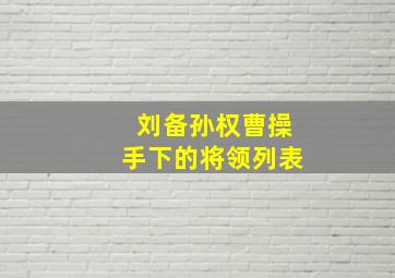 刘备孙权曹操手下的将领列表