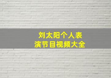 刘太阳个人表演节目视频大全