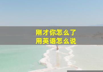 刚才你怎么了用英语怎么说