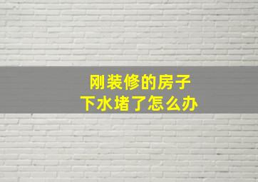 刚装修的房子下水堵了怎么办