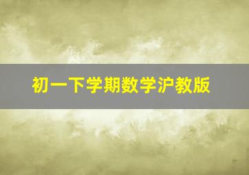 初一下学期数学沪教版