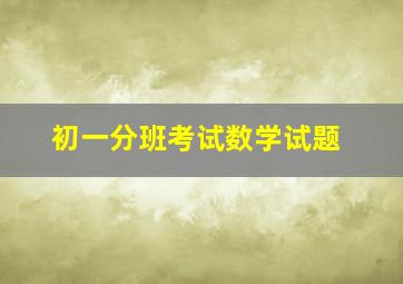 初一分班考试数学试题