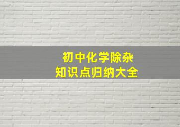 初中化学除杂知识点归纳大全