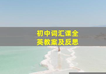 初中词汇课全英教案及反思