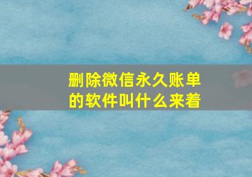 删除微信永久账单的软件叫什么来着