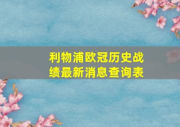 利物浦欧冠历史战绩最新消息查询表