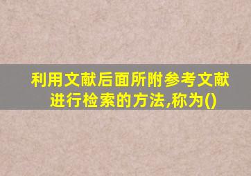 利用文献后面所附参考文献进行检索的方法,称为()