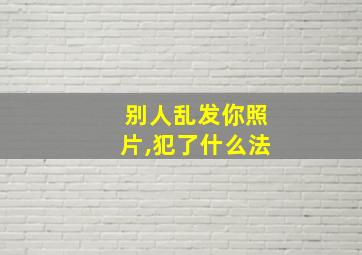 别人乱发你照片,犯了什么法