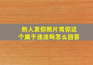 别人发你照片骂你这个属于违法吗怎么回答