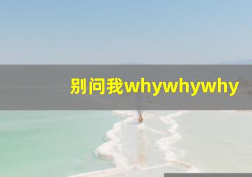 别问我whywhywhy