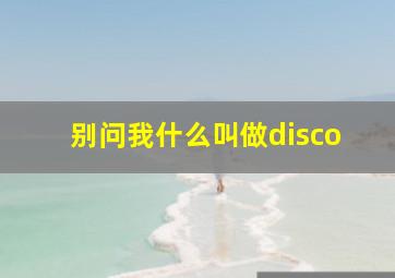 别问我什么叫做disco