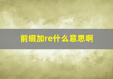 前缀加re什么意思啊