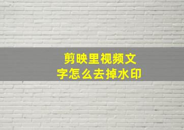 剪映里视频文字怎么去掉水印