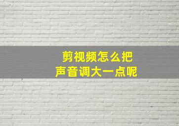 剪视频怎么把声音调大一点呢